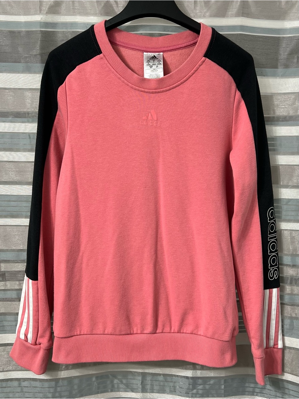 adidas Pink and Black Women's Crewneck Sweatshirt
